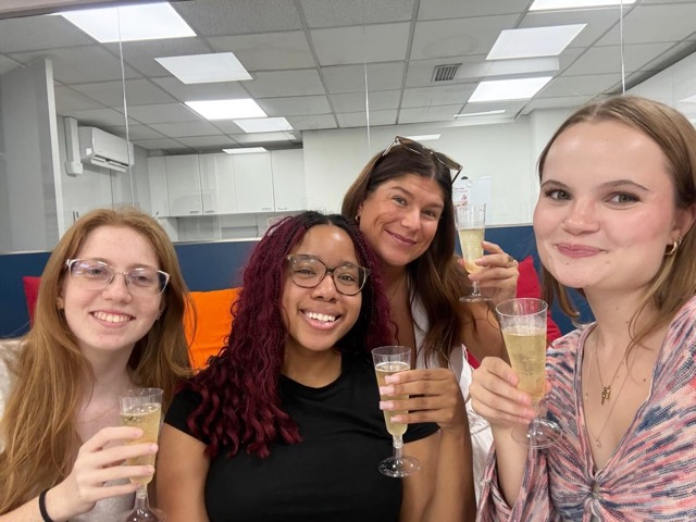 Cava and cake on the final day of the course